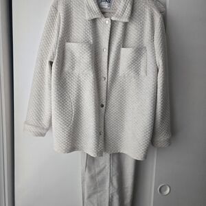 Muk Luks Cream Quilted Fabric 2 Piece SIZE PETITE X LARGE